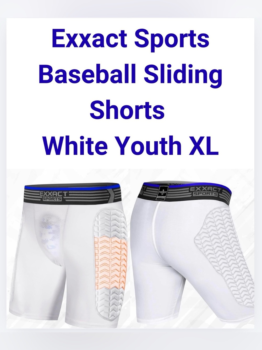 Exxact Sports Baseball Sliding Padded Compression Shorts – White – Youth XL